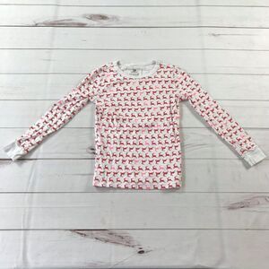 J.Crew Kids Girls Size 10 Red Prancing Reindeers White Pajama Set